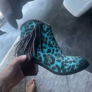 L&B leopard turquoise boots